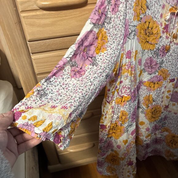 Tribal Jeans Ruffled Floral Boho Dress with 3/4 Sleeves Womens Sz XXL - Picture 4 of 8